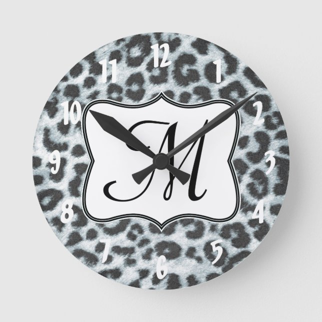 Cheetah Spot Animal Monogram Initial Wall Clock (Front)
