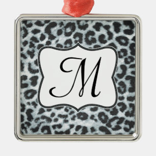 Cheetah Spot Animal Prin Monogramme Ornement initi