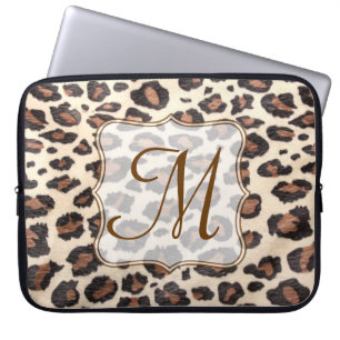Cheetah Spot Animal Print Monogram 15" Laptop Case