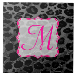Cheetah Spot Animal Print Monogram Display Tile