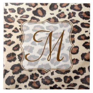 Cheetah Spot Animal Print Monogram Display Tile