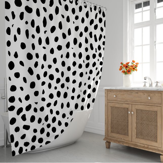 Cheetah Spots Black White   (Cheetah Spots Black White Shower Curtain
)