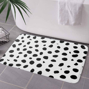 Cheetah Spots Black White Bath Mat