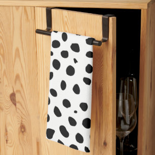 Cheetah Spots Black White  Kitchen Towel