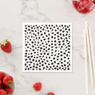 Cheetah Spots Black White Napkin