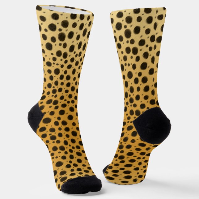 Cheetah Spots Exotic Animal Print Socks (Angled)