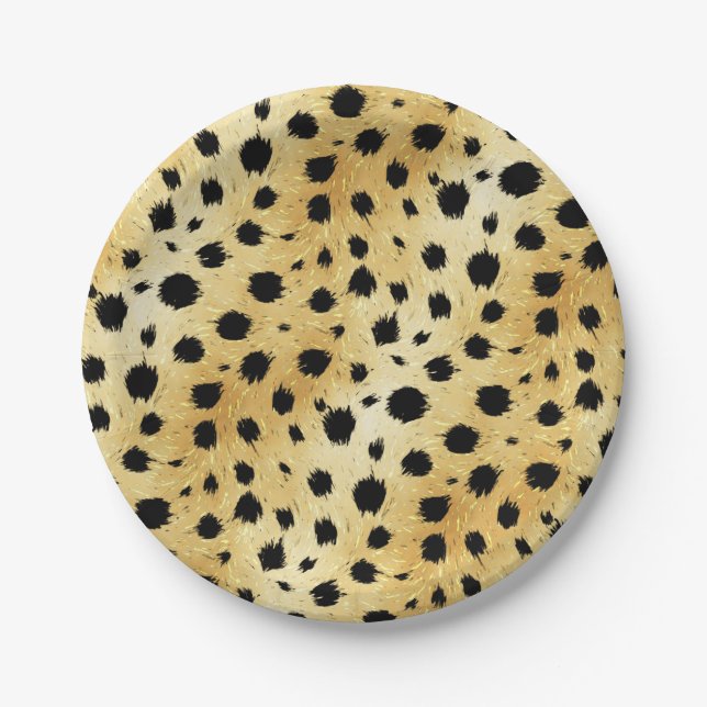 Cheetah Spots Fur Pattern Paper Plate (Front)