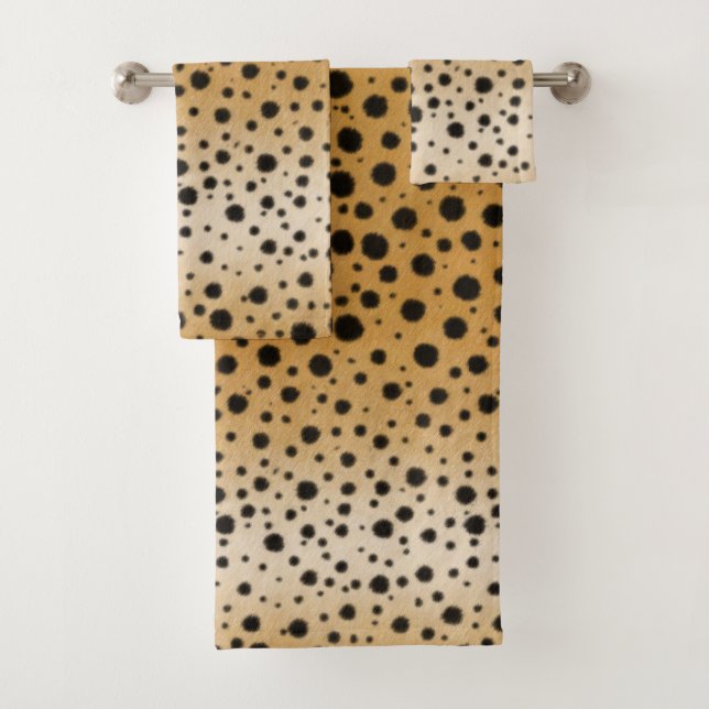 Cheetah Spots Fur Texture African Animal Print Bath Towel Set (Insitu)