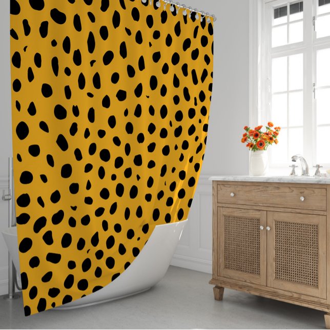 Cheetah Spots Orange Black  (Cheetah Spots Orange Black Shower Curtain
)