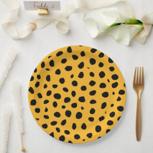  Cheetah Spots Orange Black Paper Plate