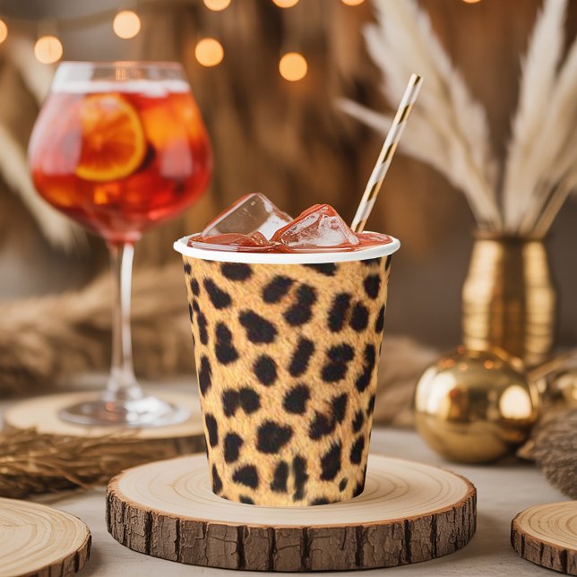 Cheetah Spots Pattern Gold Black ID1155 Paper Cups (Creator Uploaded)