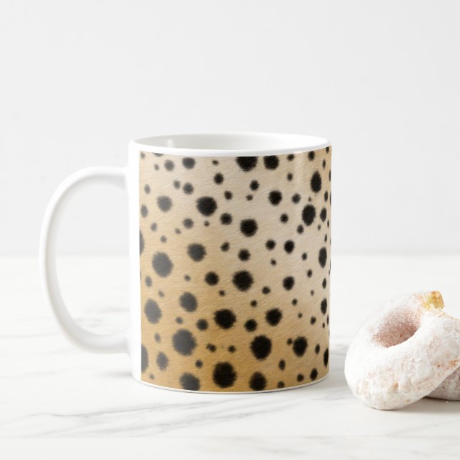 Cheetah Spots Realistic Animal Fur Wildlife Coffee Mug (With Donut)
