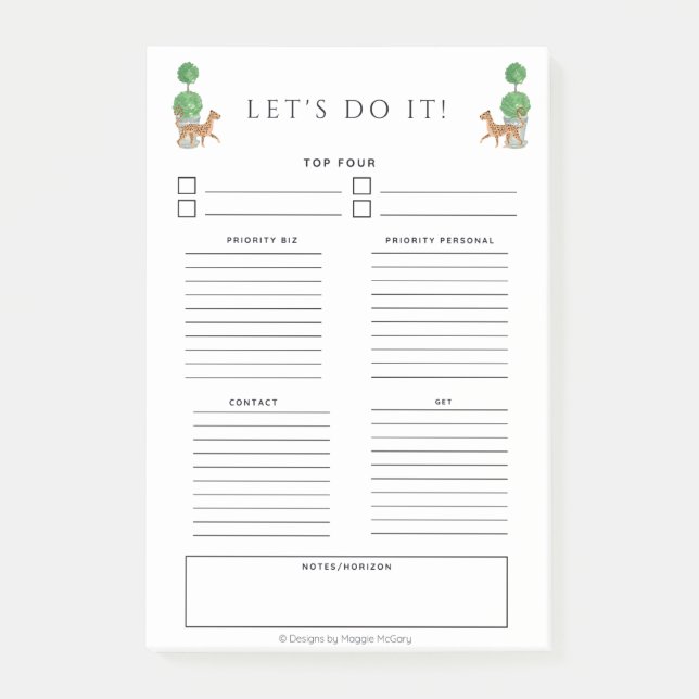 Cheetah & topiary 4 x 6 To Do notes (Front)