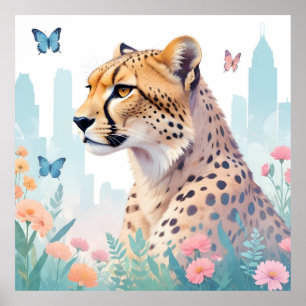 Cheetah Vintage Animal Nature Environment Decor 
