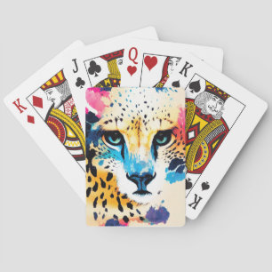 Cheetah Wild Nature Animal Color Art Painting Playing Cards