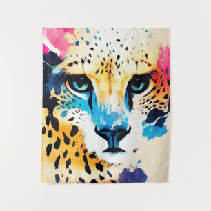 Cheetah Wild Nature Animal Color Art Painting Tapestry