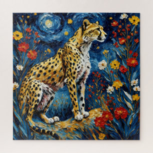 Cheetah with Flowers Jigsaw Puzzle