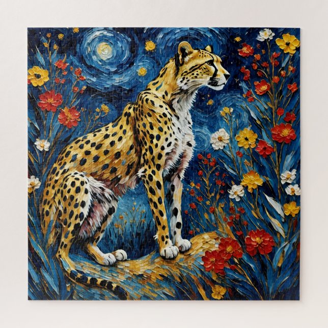 Cheetah with Flowers Jigsaw Puzzle (Vertical)