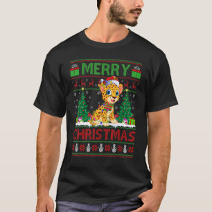 Cheetah   Xmas Tree Lights Ugly Santa Cheetah Chri T-Shirt