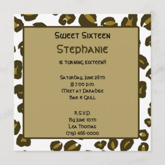 cheetahprint sweet 16 invitation