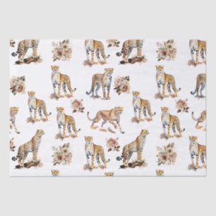 Cheetahs Floral Tissue Paper