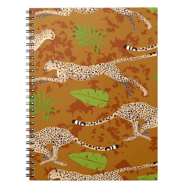 Cheetahs Leaves: Vintage Graphic Seamless Notebook (Front)