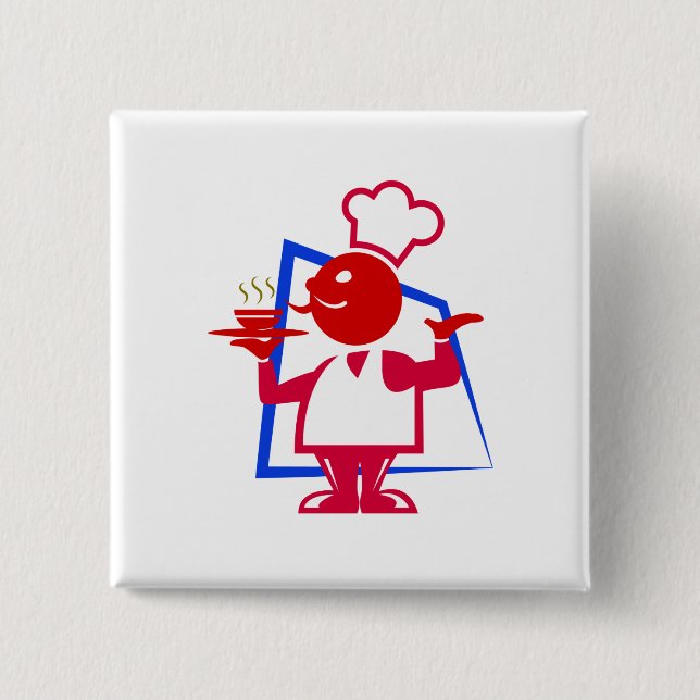 Chef 2 Inch Square Button (Front)
