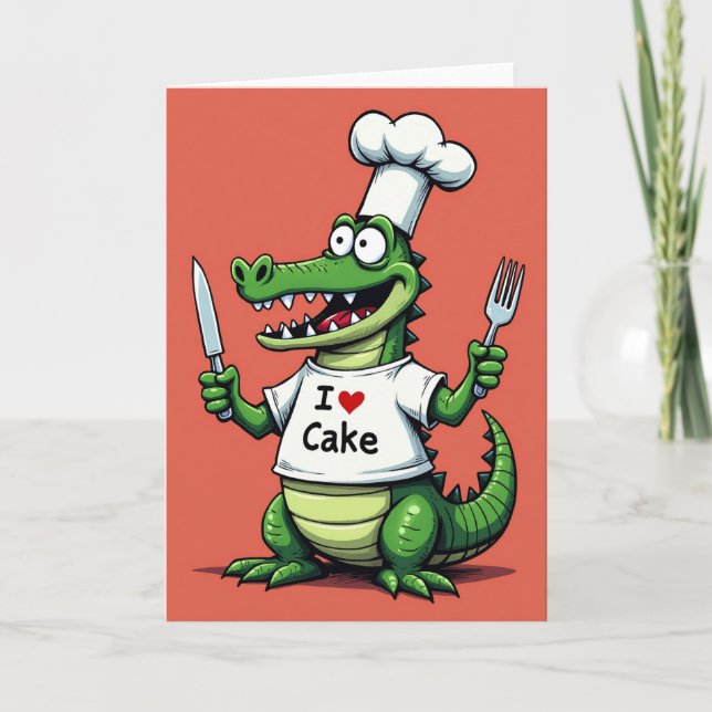 Chef Alligator Birthday Card (Front)