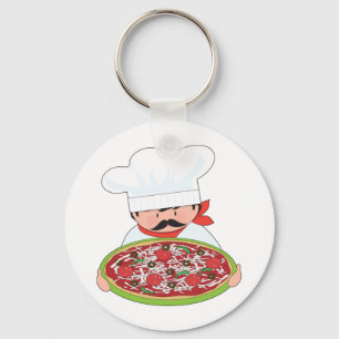 Chef and Pizza Keychain