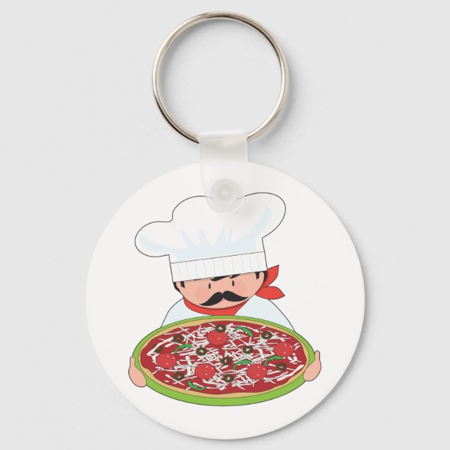 Chef and Pizza Keychain (Front)