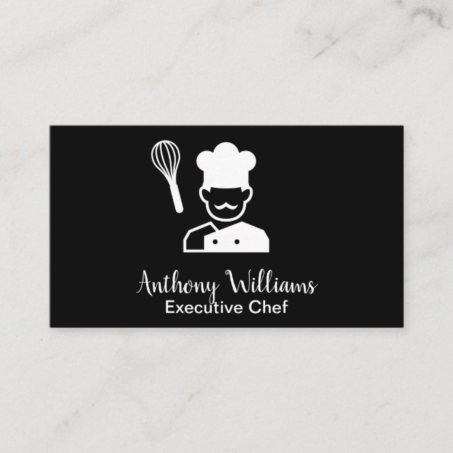 Chef and Whisk Logo Business Card (Front)