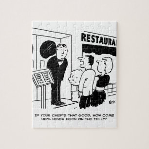Chef at Restaurant Not Been on Television Cartoon Jigsaw Puzzle