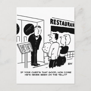 Chef at Restaurant Not Been on Television Cartoon Postcard