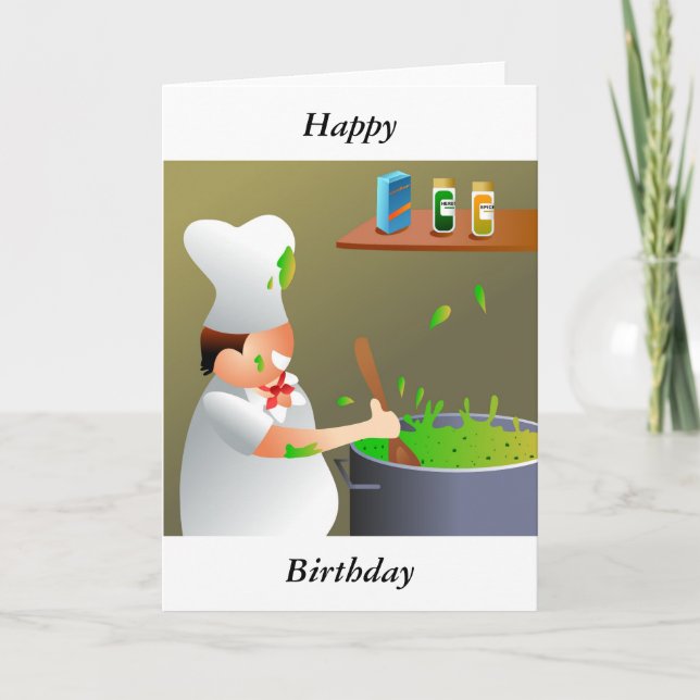 Chef at Work, Happy, Birthday Card (Front)