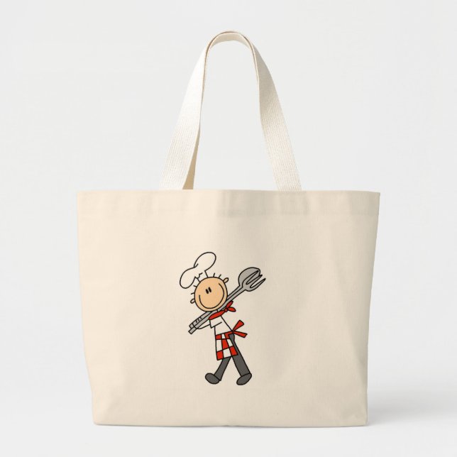 Chef avec des sacs de pinces de salade (Devant)