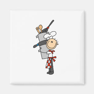 Chef avec pots et casseroles Magnets