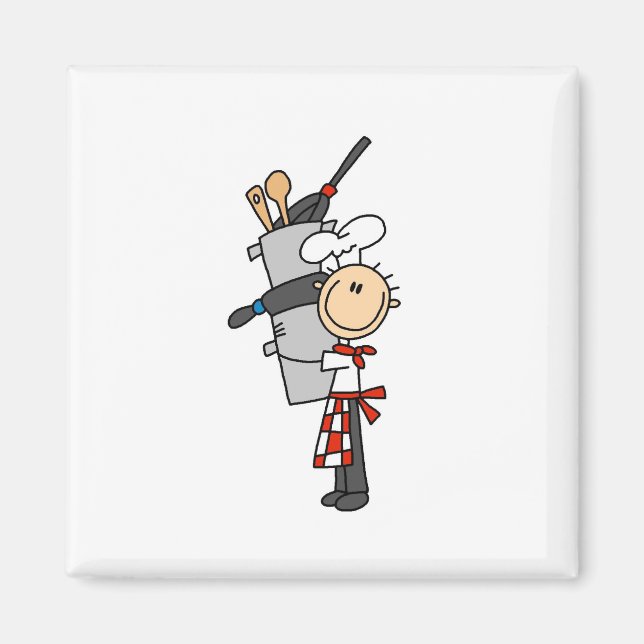 Chef avec pots et casseroles Magnets (Devant)