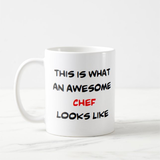 chef, awesome coffee mug (Left)