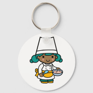 Chef/ Baker Girl in Apron cooking Keychain