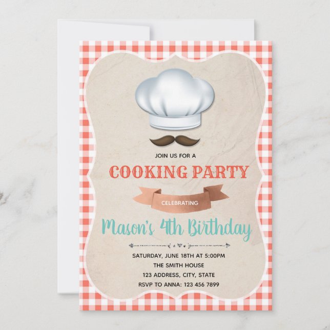 Chef birthday party invitation (Front)