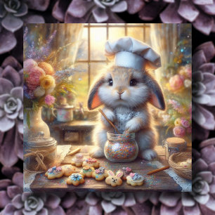 Chef Bunny Rainbow Sprinkles Easter Cookies Holiday Card