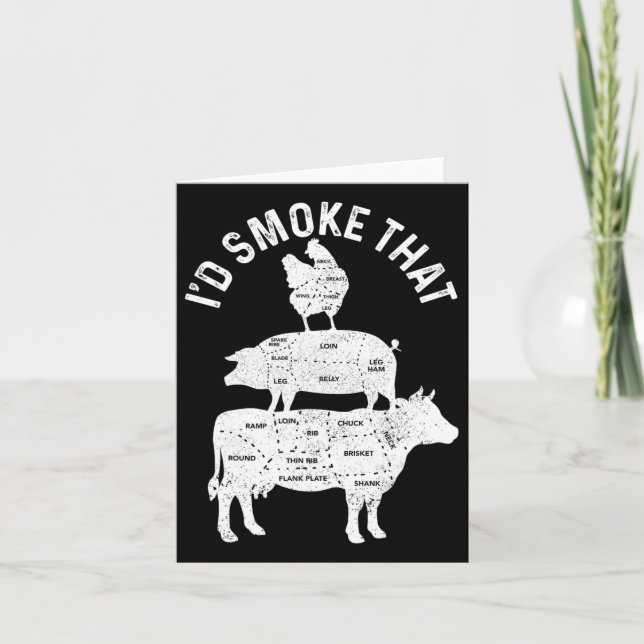 Chef Butcher Bbq I'd Smoke That Pork Beef Funny Fa Card (Front)