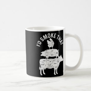 Chef Butcher Bbq I'd Smoke That Pork Beef Funny Fa Coffee Mug