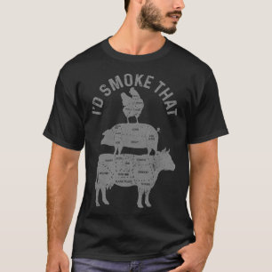 Chef Butcher Bbq I'd Smoke That Pork Beef Funny Fa T-Shirt