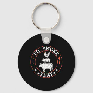Chef Butcher Bbq Smoker Id Smoke That Barbecue Pit Keychain