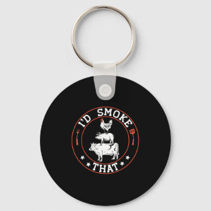 Chef butcher bbq smoker smoke that barbecue keychain