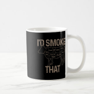 Chef Butcher Cook Bbq I'd Smoke That Cow Beef Funn Coffee Mug