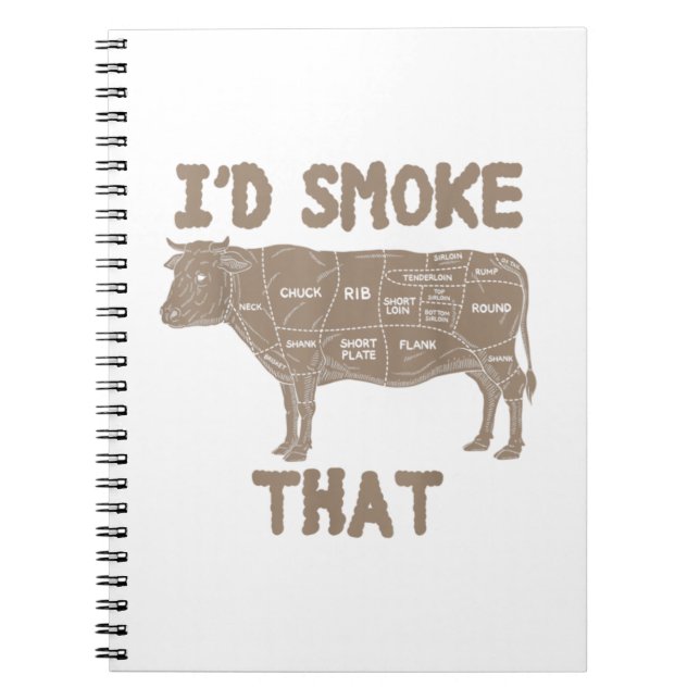 Chef Butcher Cook Bbq I'd Smoke That Cow Beef Funn Notebook (Front)