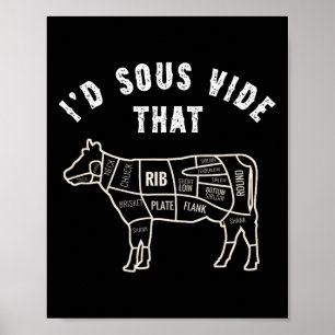 Chef Butcher Cook Bbq I'd Sous Vide That Cow Beef  Poster