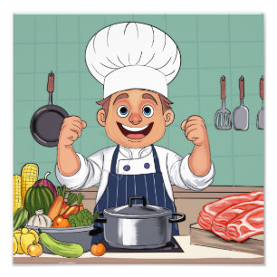 Chef cartoon procreate hand drawing photo print
